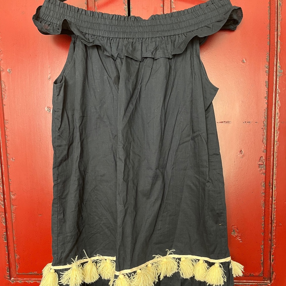Misa Los Angeles Cold Shoulder Knee Length Dress with Tassels Size L